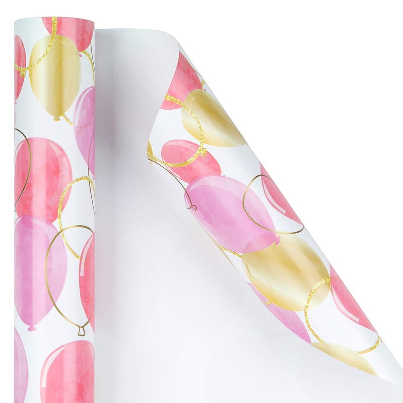 WRAPAHOLIC 30 Inch Wrapping Paper Roll - Pink Purple Gold Print Celebrating Balloon Design for Birthday, Holiday, Wedding, Baby Shower Wrap - 30 inch x 33 feet - Image 3